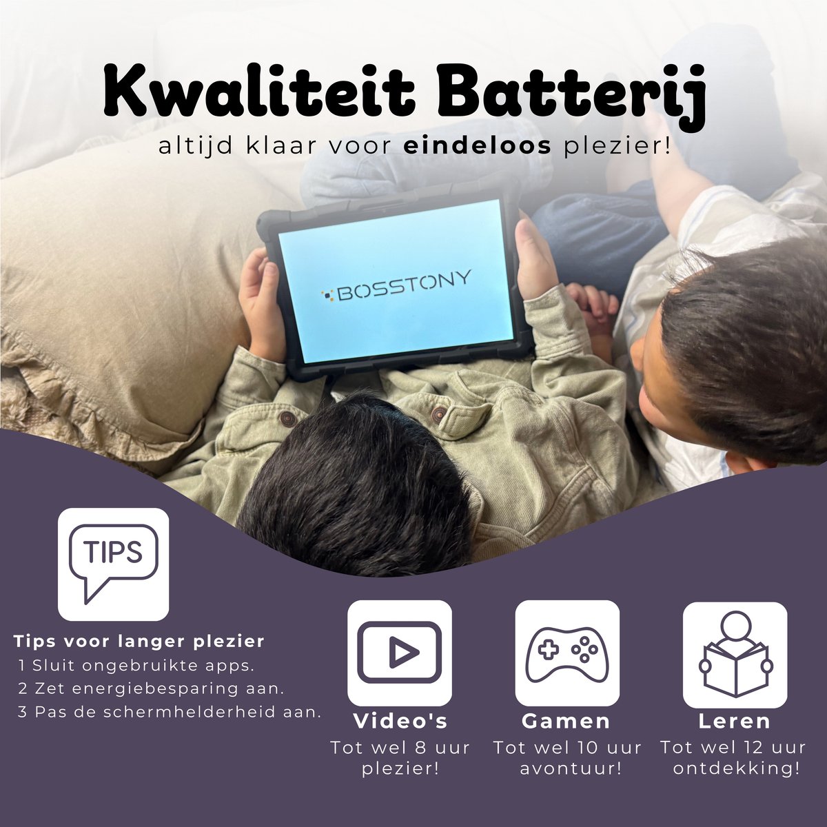 Bosstony Snelle Kids Tablet 10 inch 192 GB