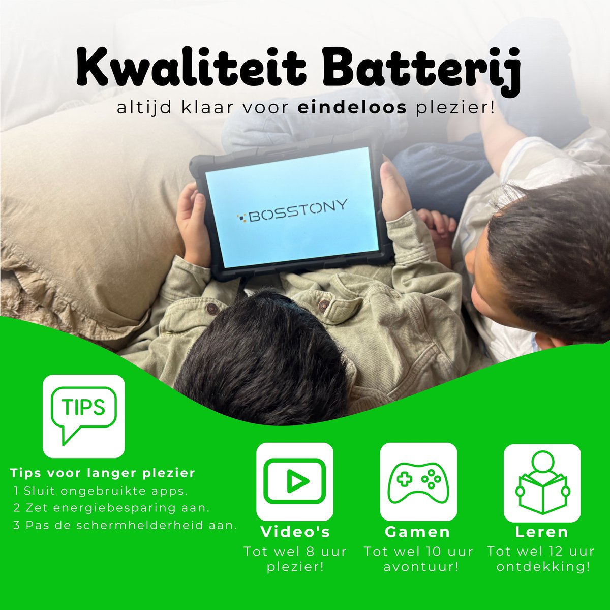 Bosstony Snelle Kids Tablet 10 inch Android 13