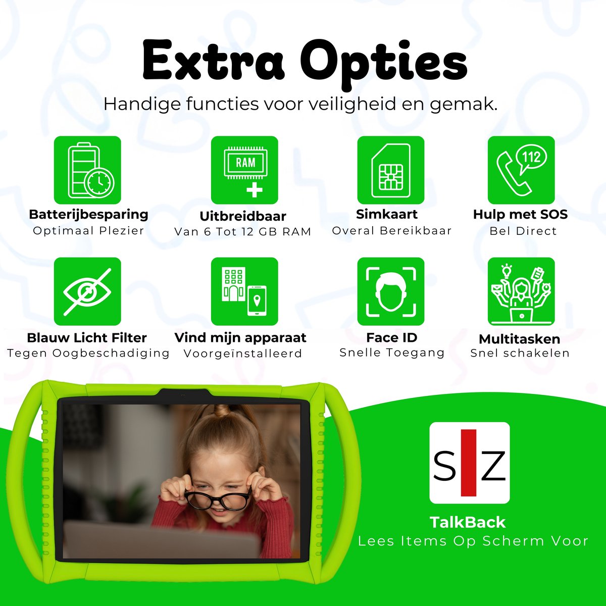 Bosstony Snelle Kids Tablet 10 inch Android 13