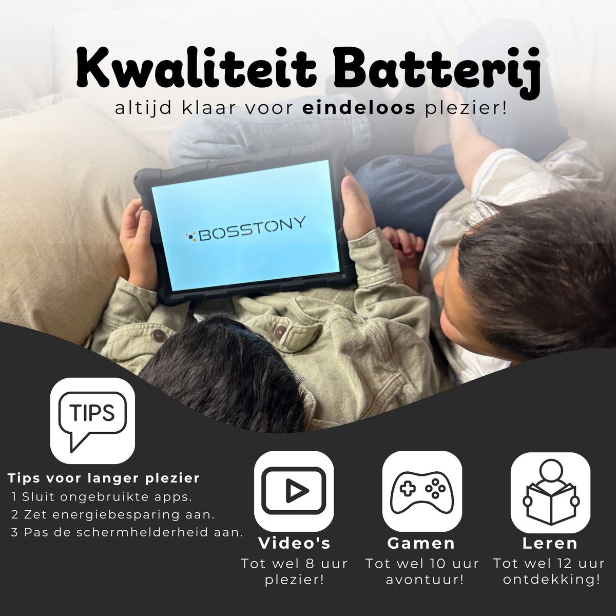 Bosstony Snelle Kids Tablet 10 inch Android 13