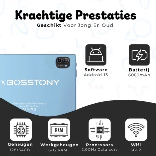 Bosstony Snelle Kids Tablet 10 inch Android 13