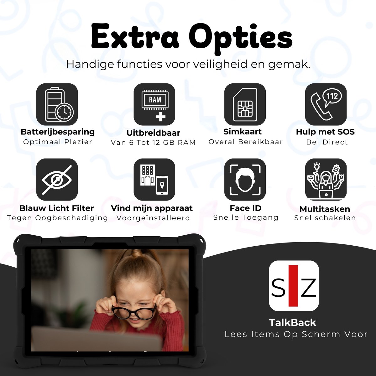 Bosstony Snelle Kids Tablet 10 inch Android 13