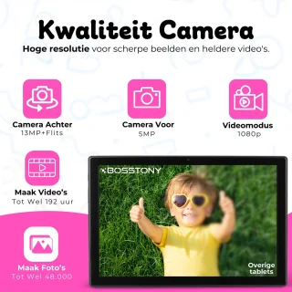 Bosstony Snelle Kids Tablet 10 inch Android 13 Kinder tablet 3+