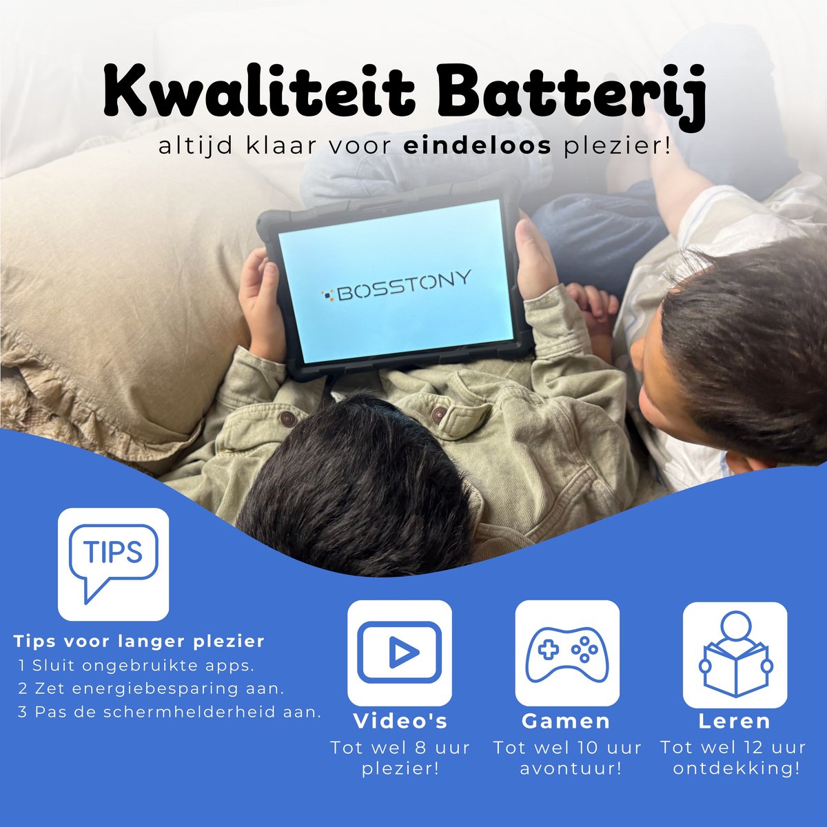 Bosstony Snelle Kids Tablet 10 inch Android 13