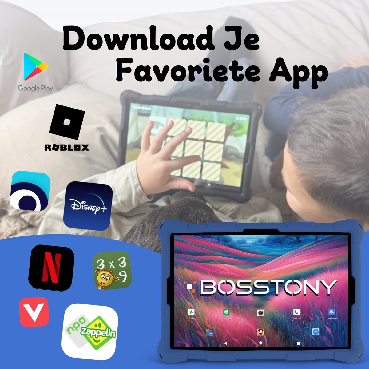 Bosstony Snelle Kids Tablet 10 inch Android 13