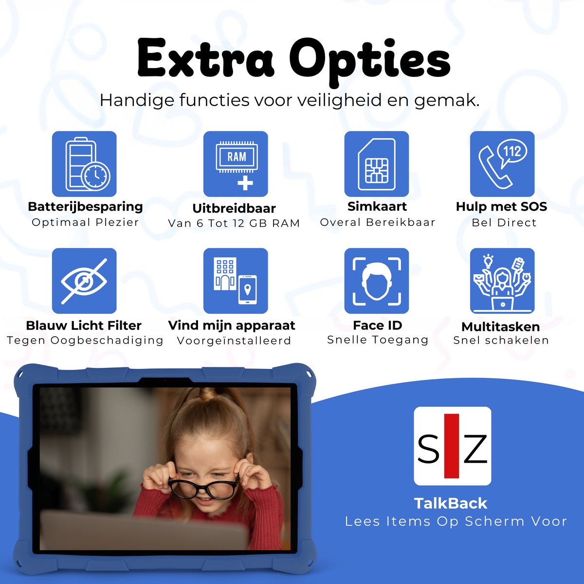 Bosstony Snelle Kids Tablet 10 inch Android 13