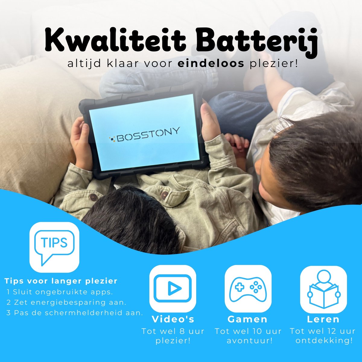 Bosstony Snelle Kids Tablet 10 inch Android 13