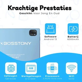 Bosstony Snelle Kids Tablet 10 inch Android 13