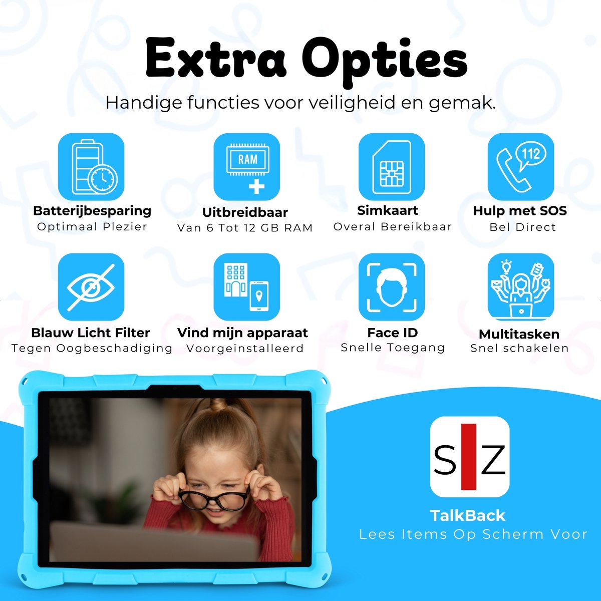 Bosstony Snelle Kids Tablet 10 inch Android 13