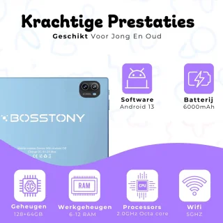 Bosstony Snelle Kids Tablet 10 inch Android 13