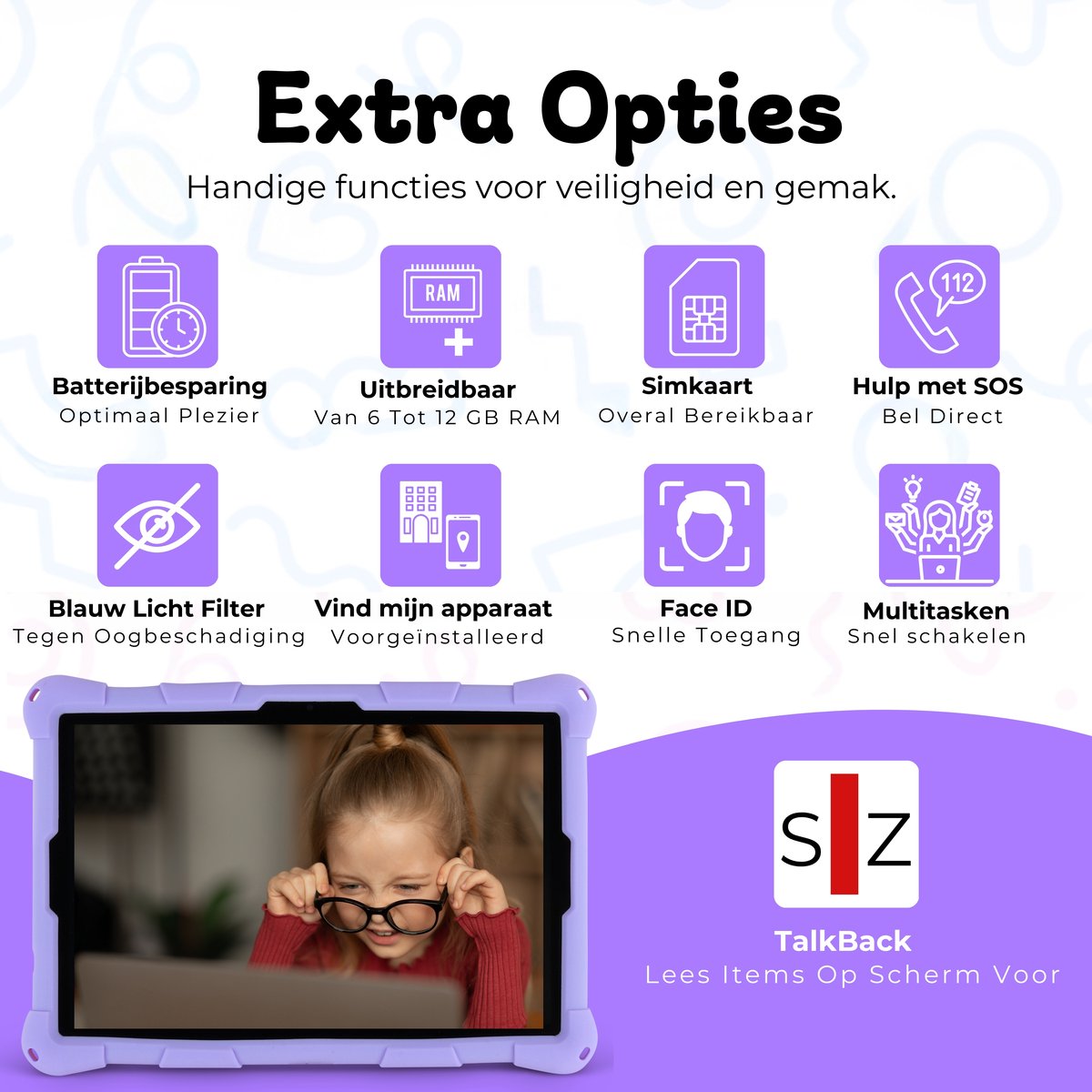 Bosstony Snelle Kids Tablet 10 inch Android 13