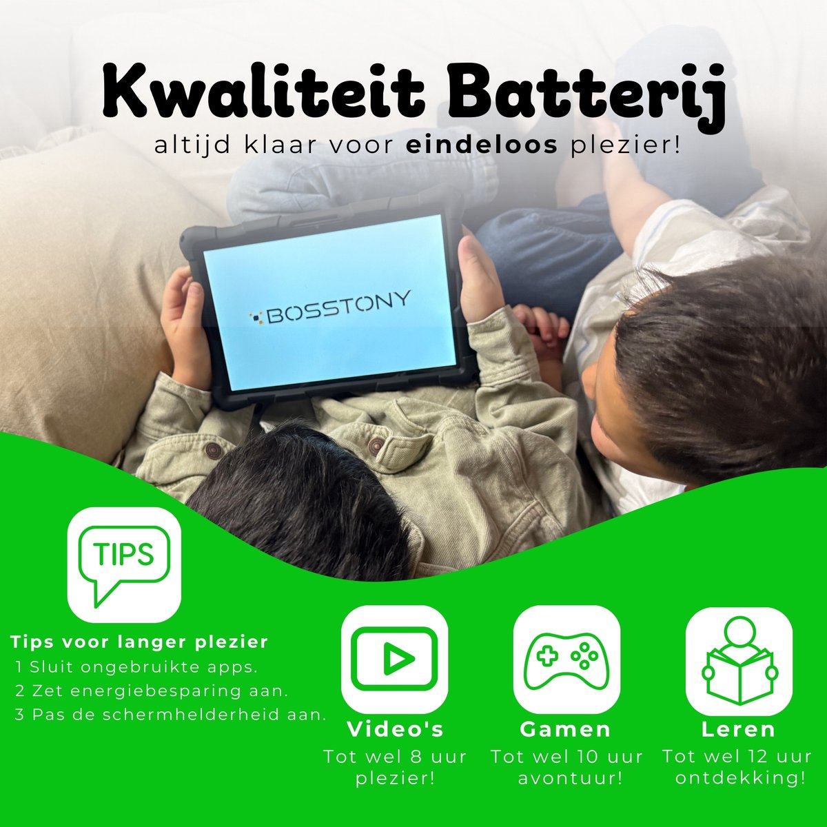 Bosstony Snelle Kids Tablet 10 inch Android 13