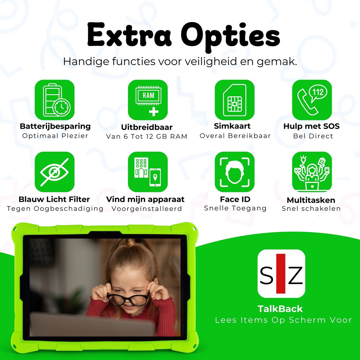 Bosstony Snelle Kids Tablet 10 inch Android 13