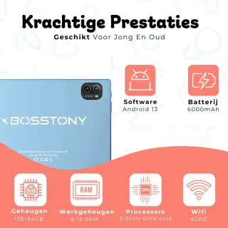 Bosstony Snelle Kids Tablet 10 inch Android 13