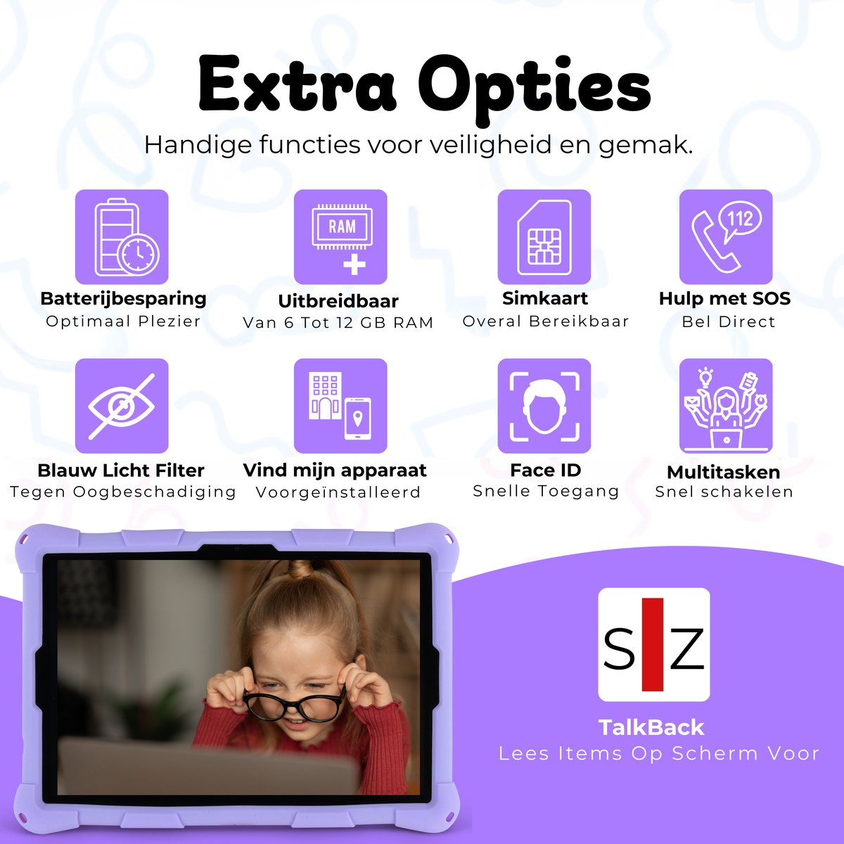 Bosstony Snelle Kids Tablet 10 inch Android 13