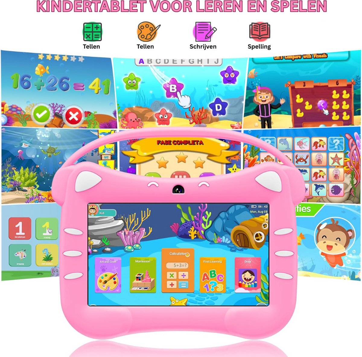 CLGP® Kindertablet Roze Voor Kinderen Vanaf 3 Jaar