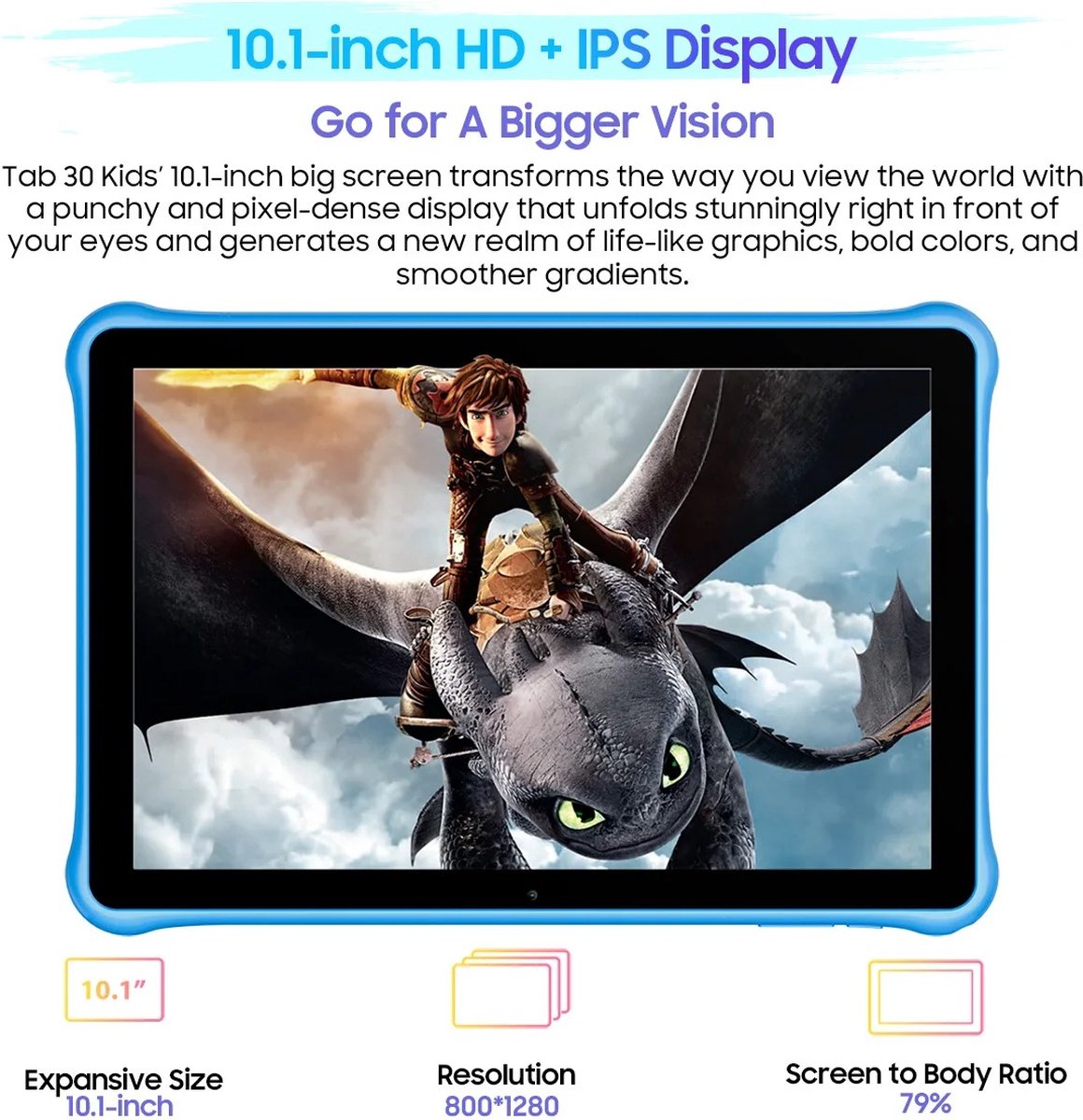 Collox Tablet Kinderen 10.1 inch Android 13 2GB 64GB Blauw