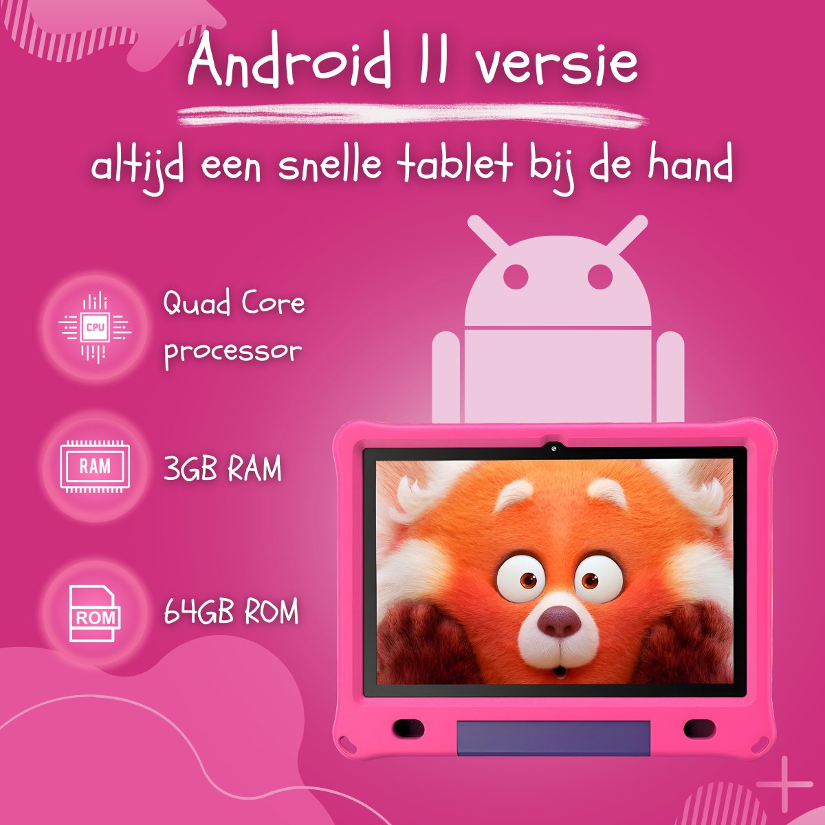 CosmoToys Kids Tablet 10 Inch Roze