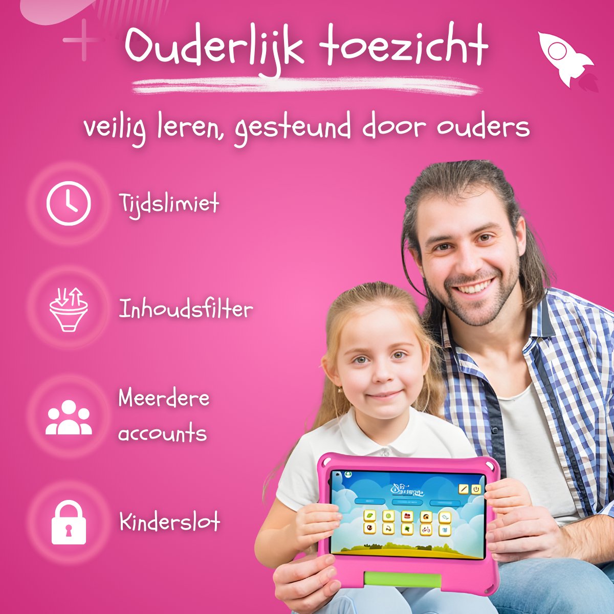 CosmoToys Kids Tablet 7 Inch Android 11 Roze