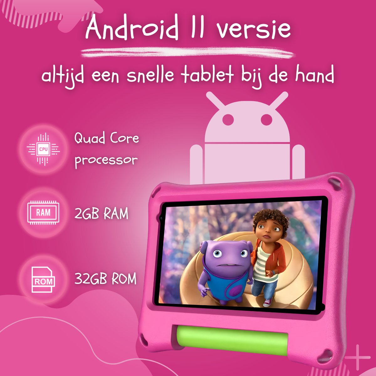 CosmoToys Kids Tablet 7 Inch Android 11 Roze