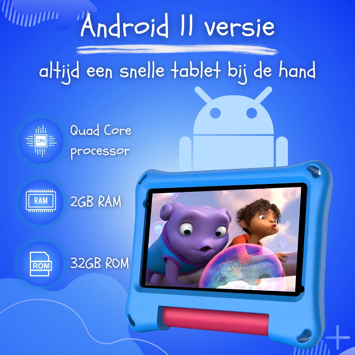 CosmoToys Kids Tablet 7 Inch Blauw Android 11