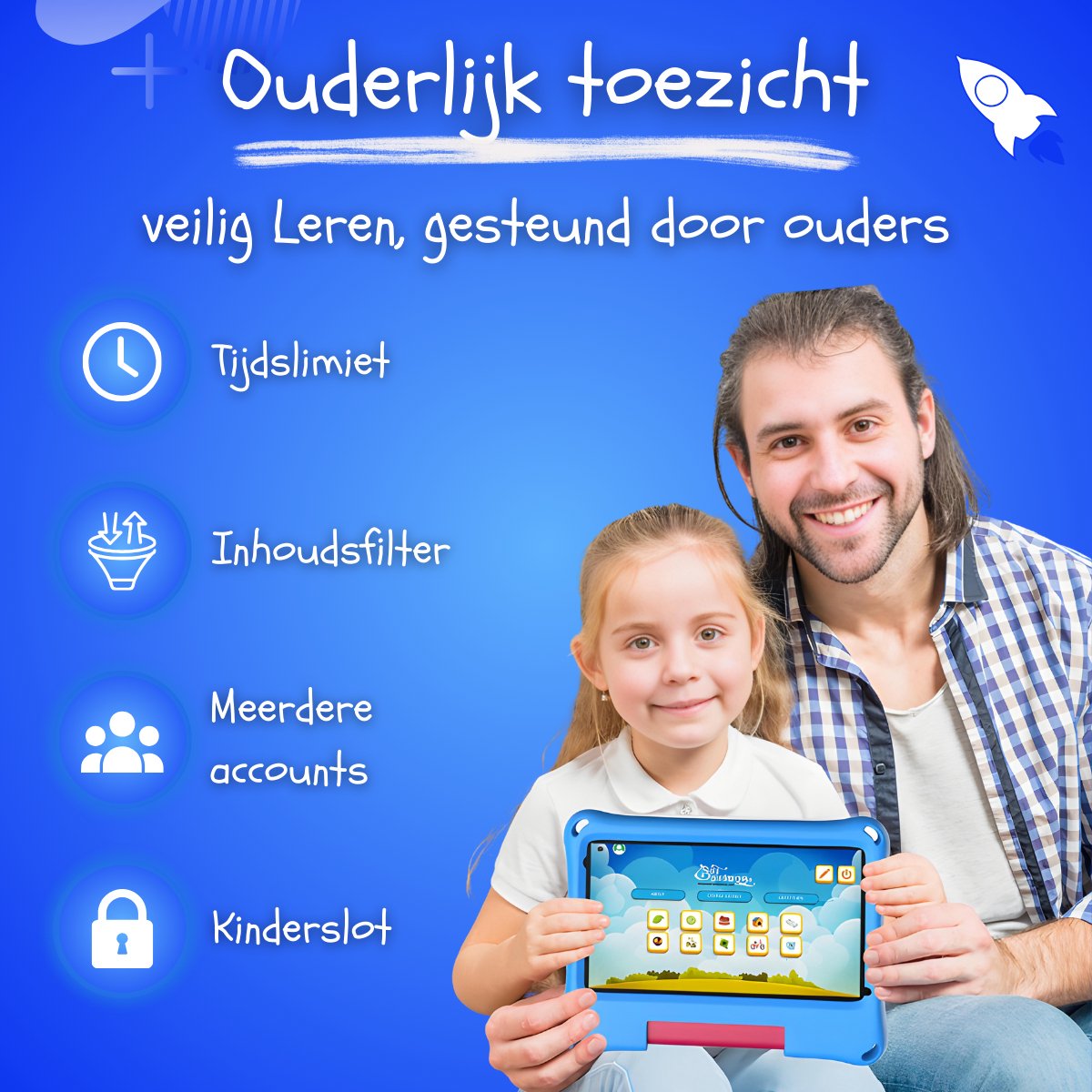 CosmoToys Kids Tablet 7 Inch Blauw Android 11