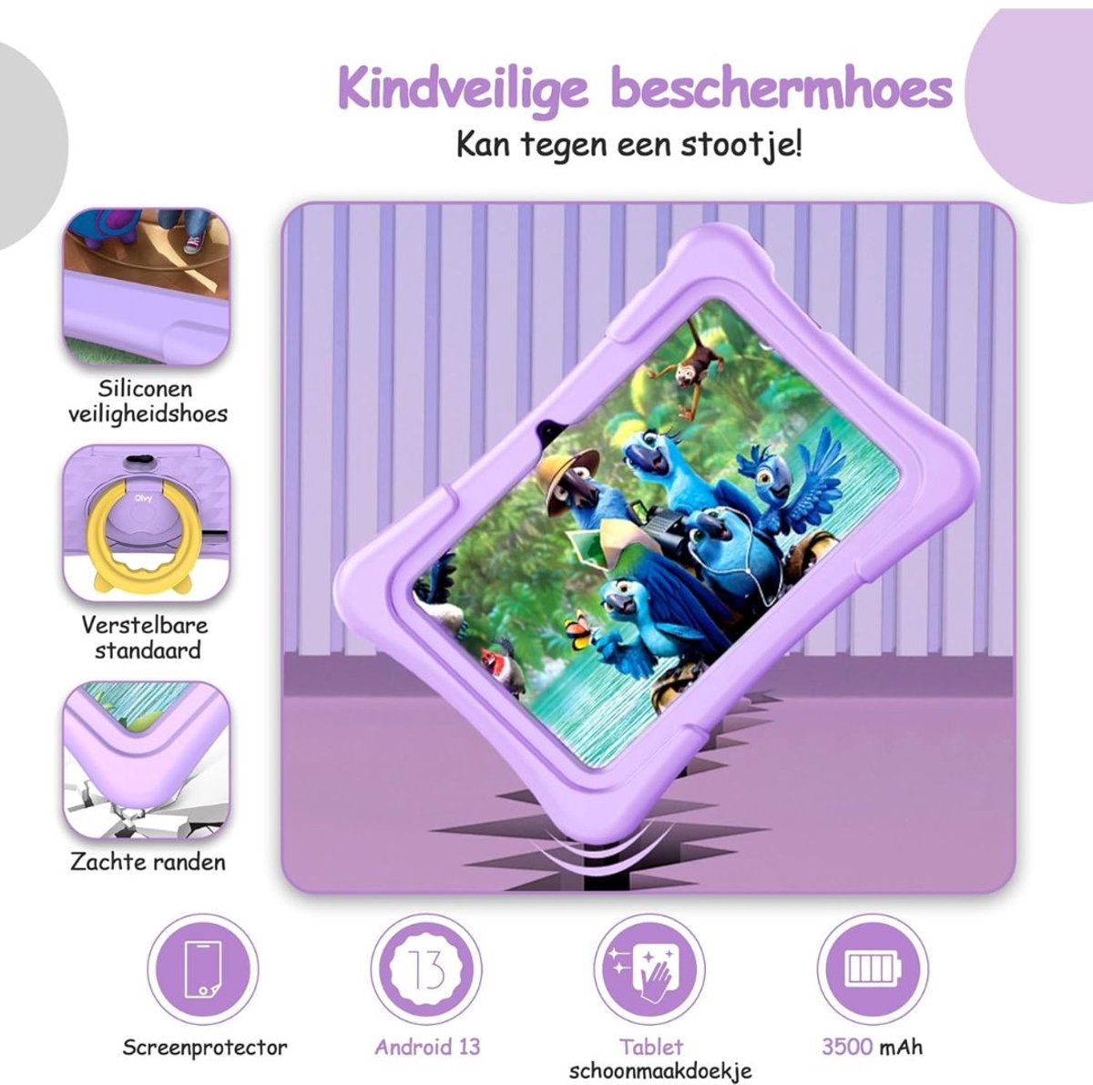 CRLYN® Kindertablet 7" 3+ 13-96GB Paars