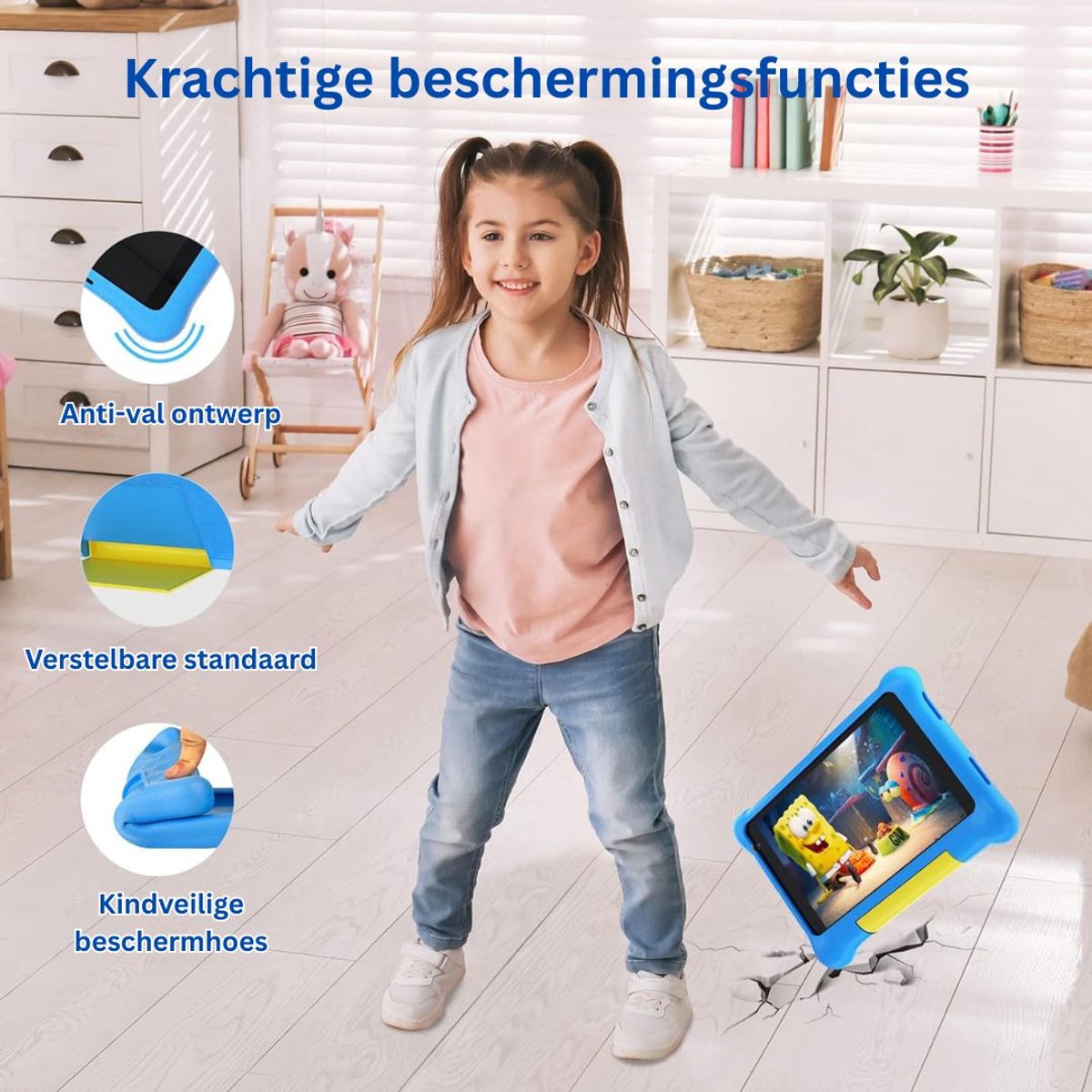 CRLYN Kindertablet 7 inch 128GB Blauw
