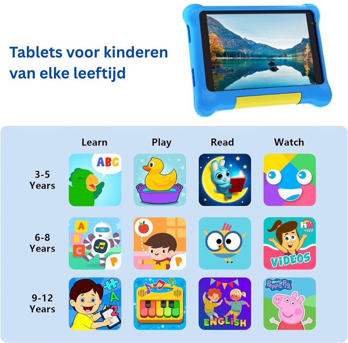 CRLYN Kindertablet 7 inch 128GB Blauw