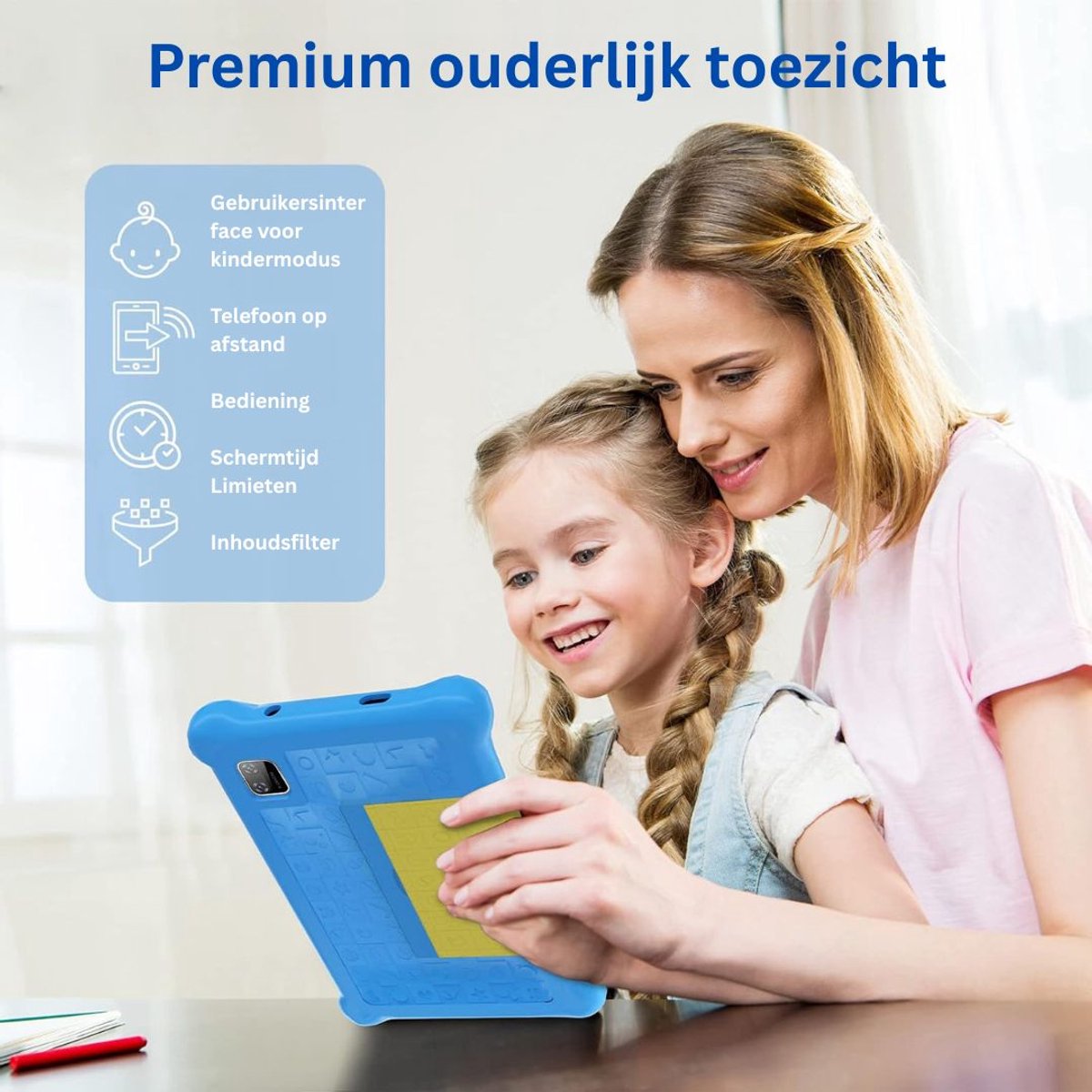 CRLYN Kindertablet 7 inch 128GB Blauw