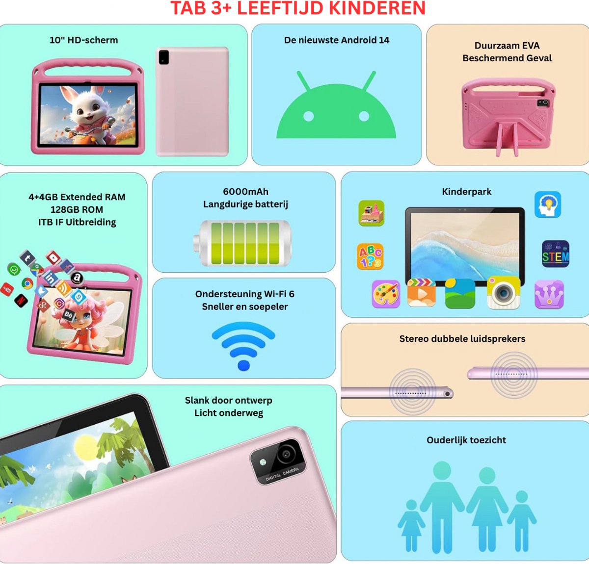 DailySupplies® Kindertablet 10 Inch 8 GB