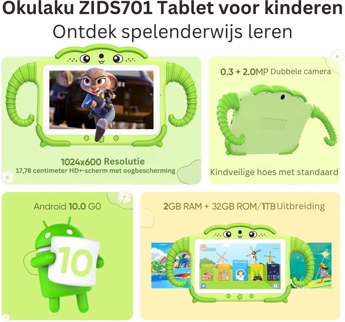 DailySupplies Kindertablet Licht Groen 3+