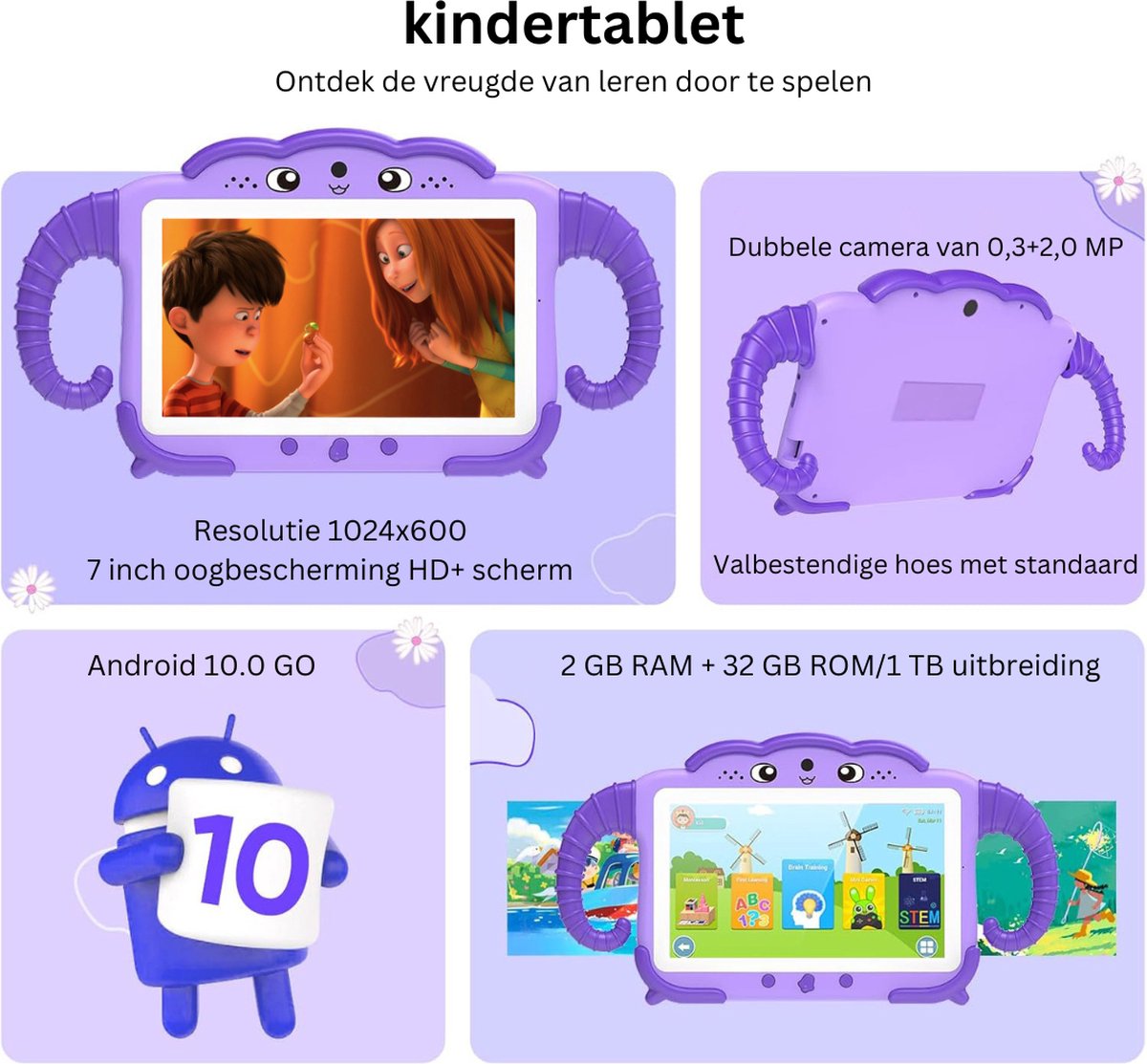 DailySupplies Kindertablet Lila 3+ jaar