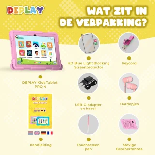 DEPLAY Kids Tablet PRO 4 - Kindertablet 10 inch Roze