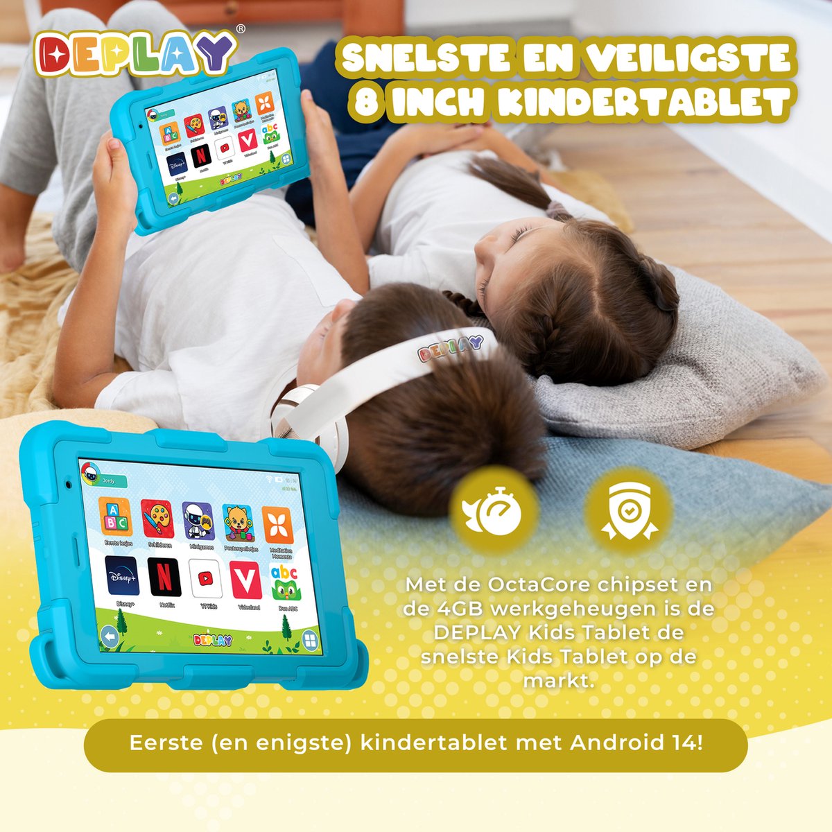 DEPLAY Kids Tablet SMART 4 8 Inch Blauw