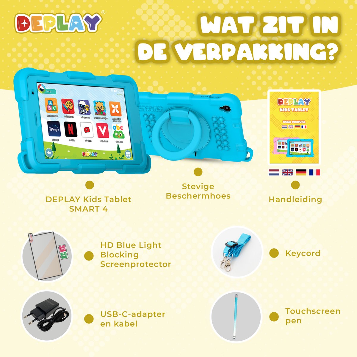 DEPLAY Kids Tablet SMART 4 8 Inch Blauw