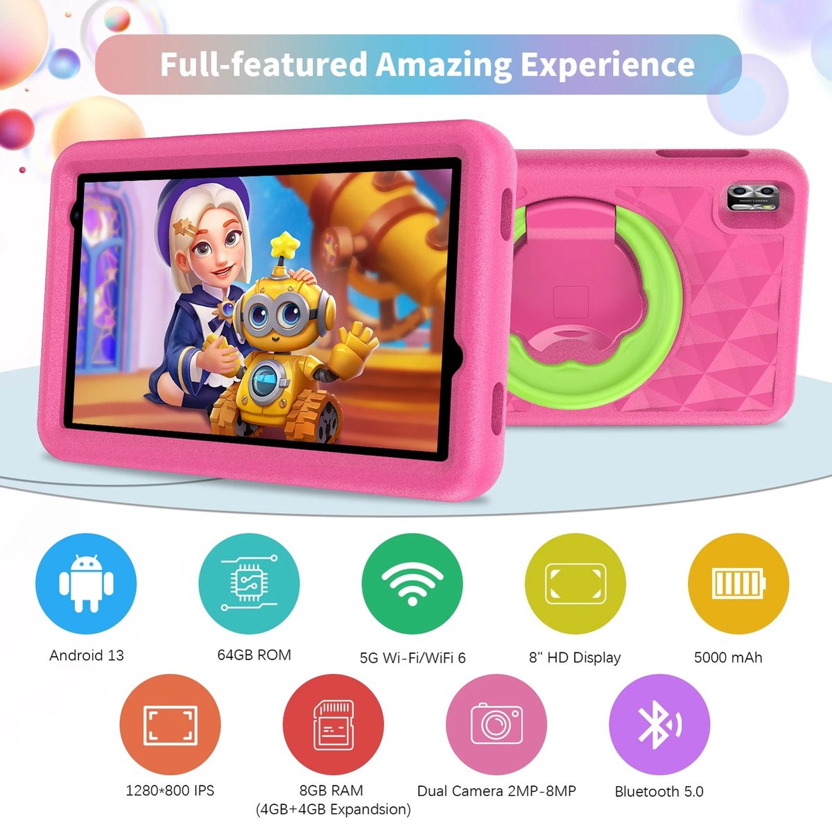 Elementkey Ai-Kids Pro 8 Inch Kindertablet Android 13 Blauw