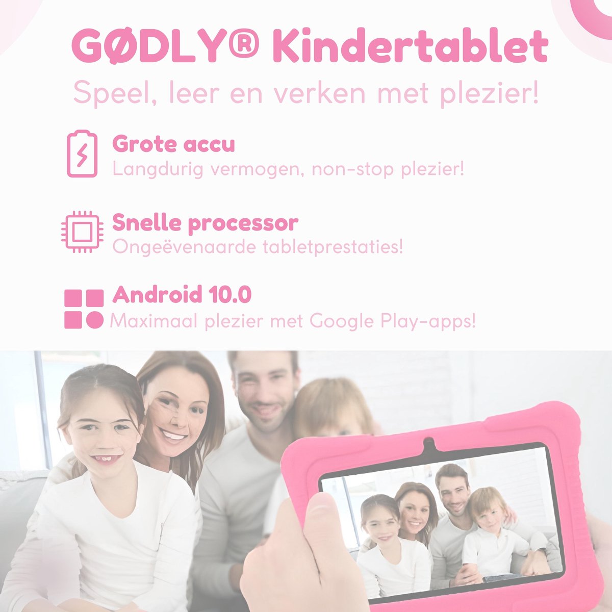 GØDLY Kindertablet 7 Inch Roze