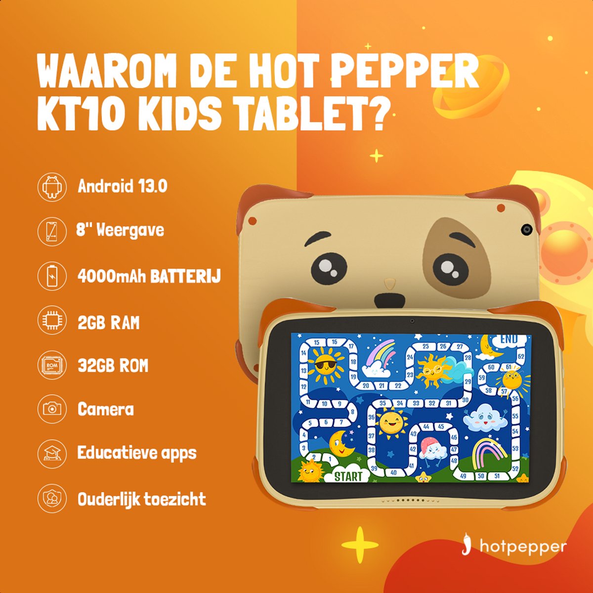 Hot Pepper KT10 8'' Kindertablet Android 13 32GB WiFi