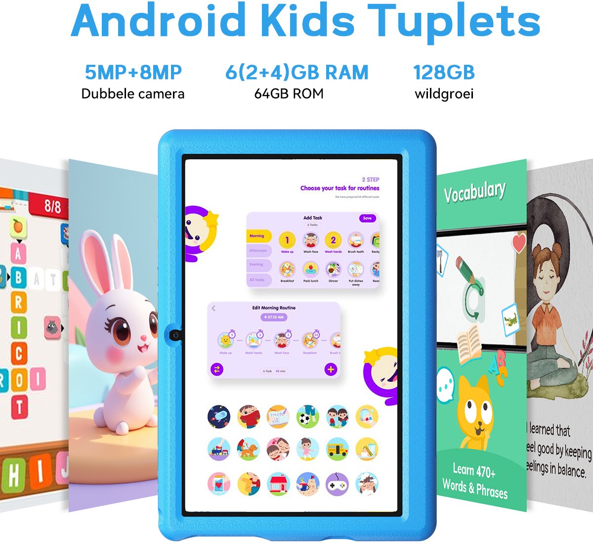 Hotlight KT1006 Android 13 kindertablet 10.1 inch blauw