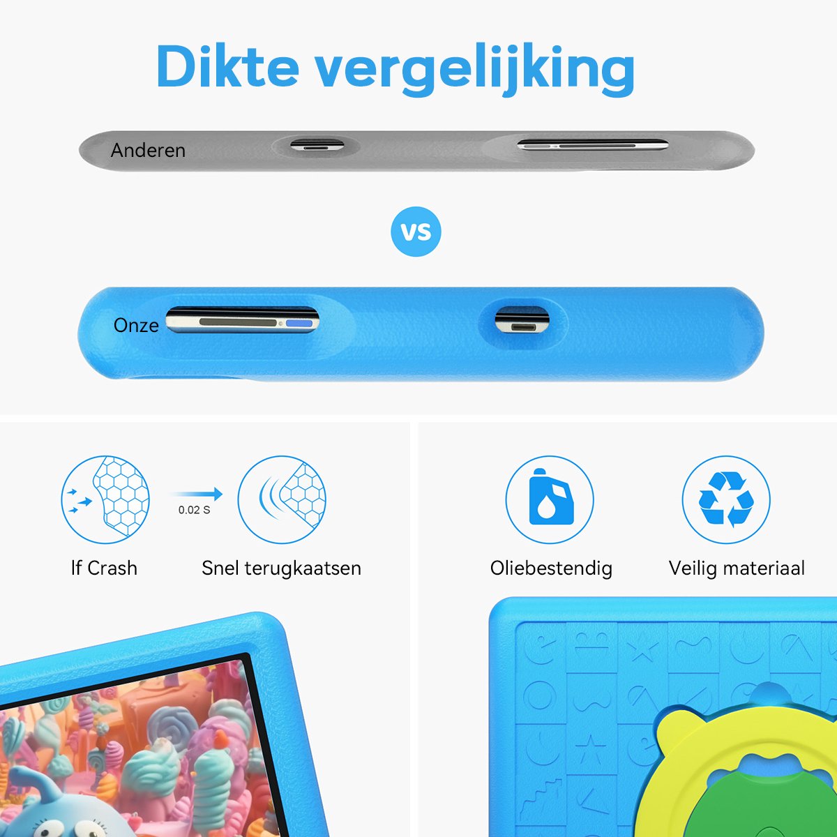 Hotlight KT1006 Android 13 kindertablet 10.1 inch blauw