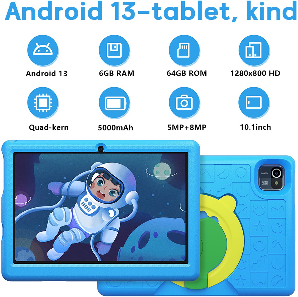 Hotlight KT1006 Android 13 kindertablet 10.1 inch blauw