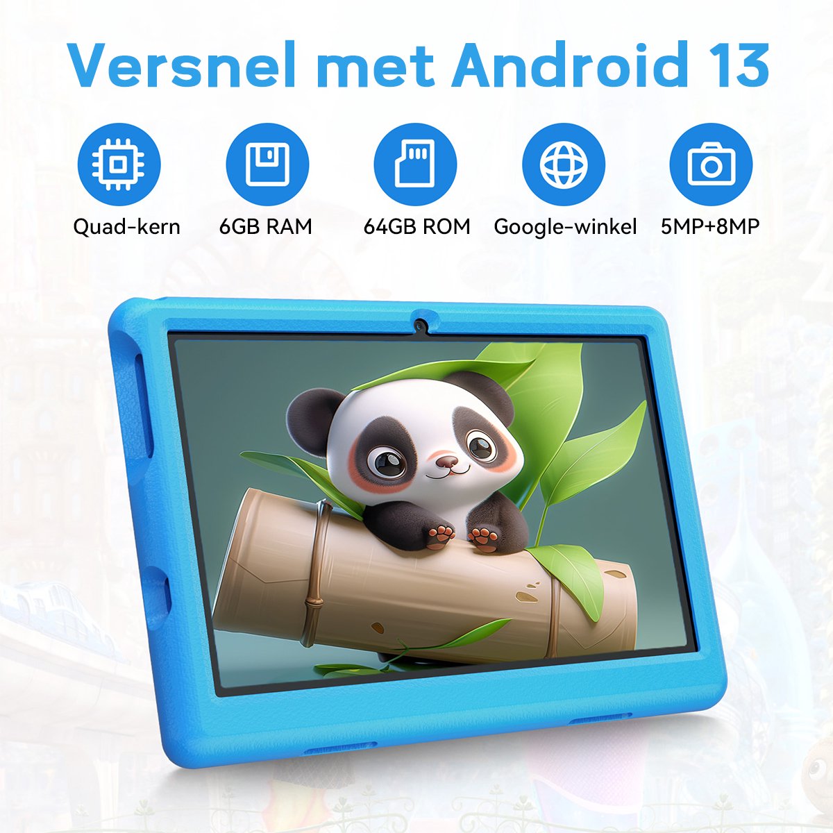 Hotlight KT1006 Android 13 kindertablet 10.1 inch blauw
