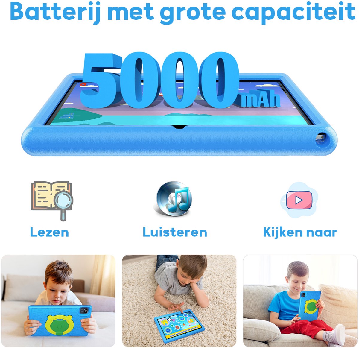 Hotlight KT1006 Android 13 kindertablet 10.1 inch blauw