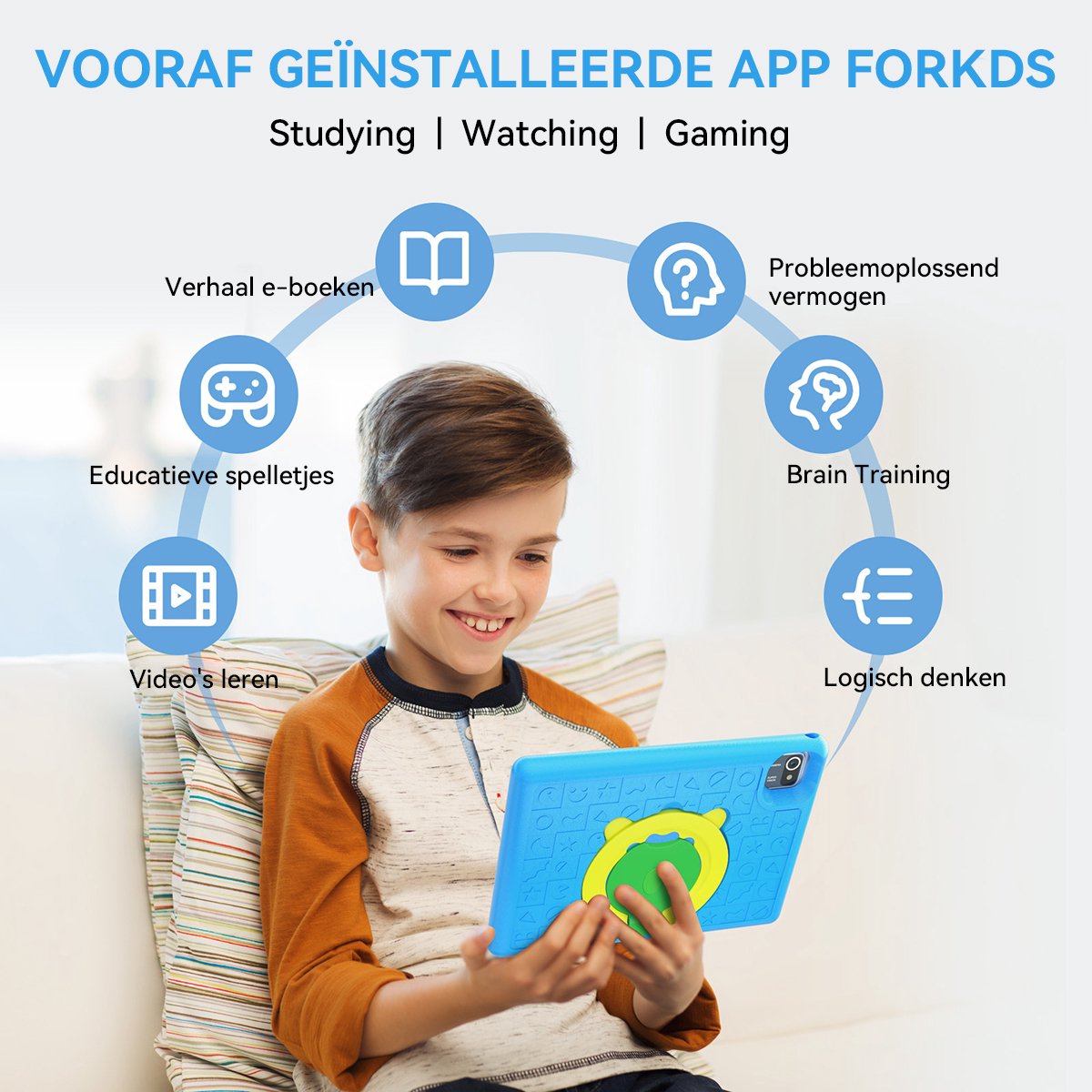 Hotlight KT1006 Android 13 kindertablet 10.1 inch blauw