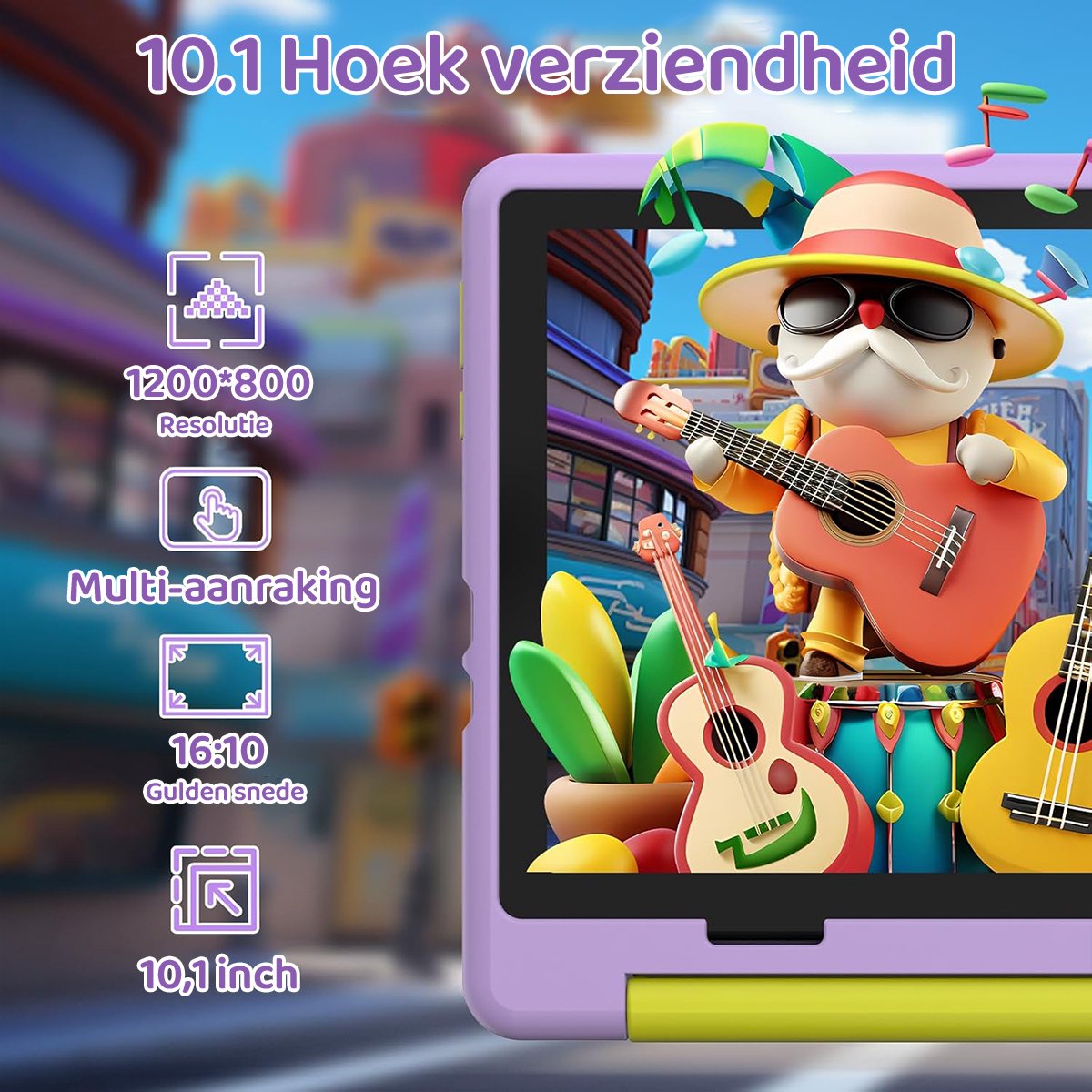 Hotlight KT1016 Android 14 Kindertablet 10.1 inch Paars