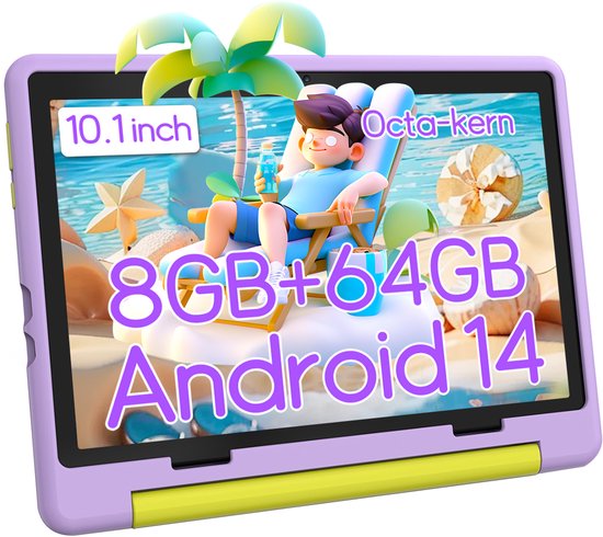 Hotlight KT1016 Android 14 Kindertablet 10.1 inch Paars