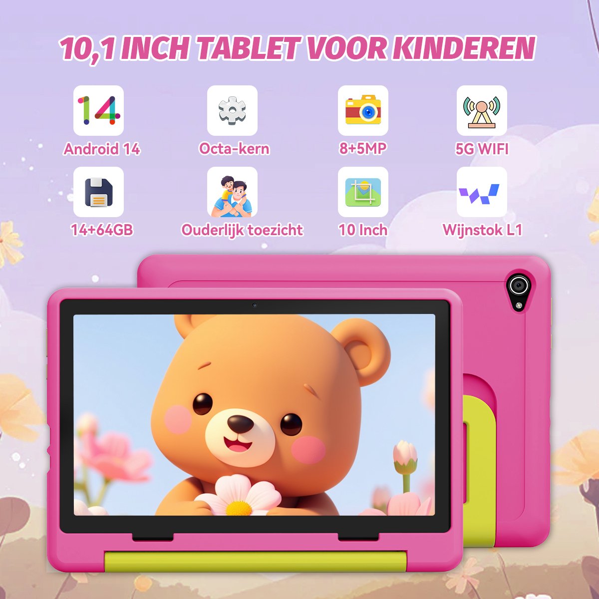 Hotlight KT1028 Android 14 10.1 inch roze tablet