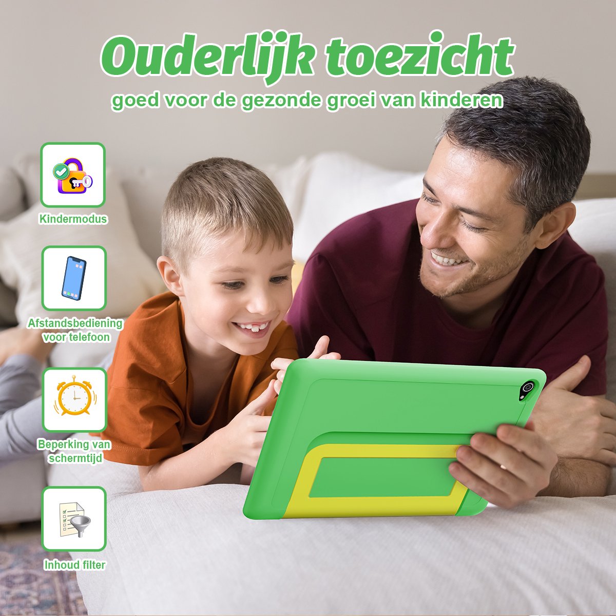 Hotlight KT1028 Android 14 Kindertablet 10.1 inch 3GB+11GB RAM 64GB Groente