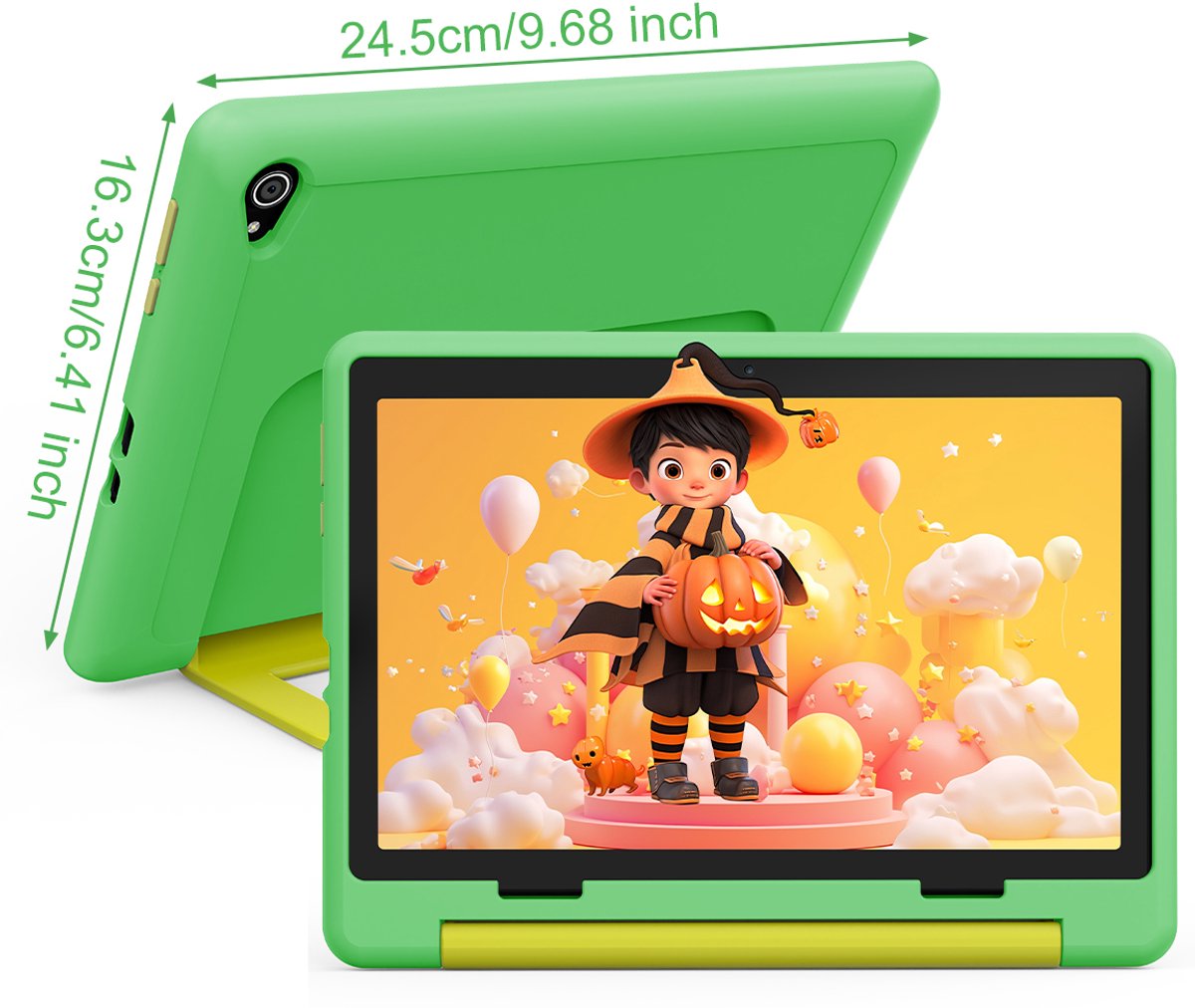 Hotlight KT1028 Android 14 Kindertablet 10.1 inch 3GB+11GB RAM 64GB Groente